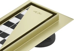 Mexen Flat 360° M13 draaibare 2-in-1 lijnafvoer 60 cm, geborsteld goud - 1A10060-40