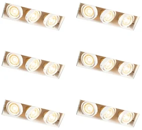 Set van 6 Inbouwspot wit draai- en kantelbaar trimless 3-lichts - Oneon GU10 Binnenverlichting Lamp
