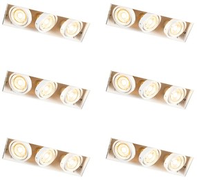 Set van 6 Inbouwspot wit draai- en kantelbaar trimless 3-lichts - Oneon GU10 Binnenverlichting Lamp