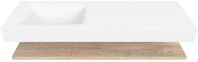Zaro Alan badmeubel 140cm met planchet washed oak en vrijhangende wastafel cloud links zonder kraangat talc