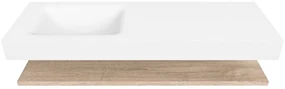 Zaro Alan badmeubel 140cm met planchet washed oak en vrijhangende wastafel cloud links zonder kraangat talc