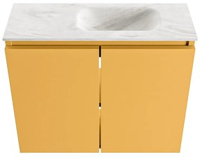 Mondiaz Ture DLux toiletmeubel 60cm ocher met wastafel ostra rechts zonder kraangat