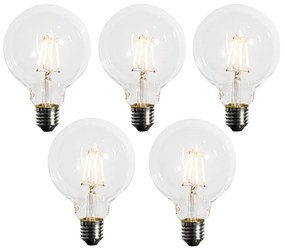 Set van 5 E27 dimbare LED lamp G95 5W 450 lm 2200K