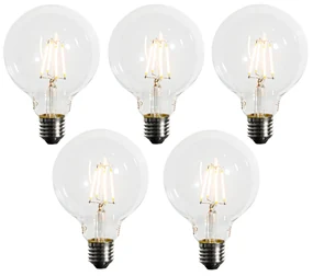 Set van 5 E27 dimbare LED lamp G95 5W 450 lm 2200K
