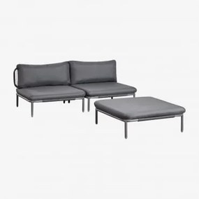 Tuinset Met 2-delige Modulaire Bank En Poef Van Roubly-staal Grijs – Grafiet - Sklum