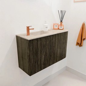 Mondiaz Joya DLux 70cm toiletmeubel ronding rechts shadow met wastafel faye links 1 kraangat frappe