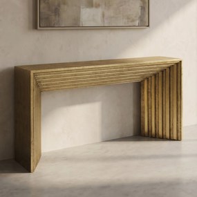 Kare Design Malaga Gouden Sidetable Houtsnijwerk - 160 X 35cm.