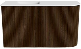 Mondiaz Joya 70cm toiletmeubel ronding rechts walnut met wastafel faye links zonder kraangat talc