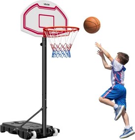 VEVOR Draagbare basketbalstandaard, 1,6 tot 2,1 m hoogte verstelbare basketbalring, verstelbaar basketbalsysteem met nylon net en wielen, draagbare backboardset voor terras aan het zwembad