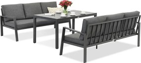 Zakintos Apetito 6 aluminium set met banken antraciet Garden Point