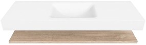 Zaro Alan badmeubel 140cm met planchet washed oak en vrijhangende wastafel cloud midden zonder kraangat talc