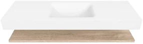 Zaro Alan badmeubel 140cm met planchet washed oak en vrijhangende wastafel cloud midden zonder kraangat talc