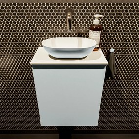 Mondiaz Fowy toiletmeubel 40cm clay met lichtgrijze waskom midden zonder kraangat