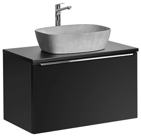 Comad Santa Fe Black badkamermeubel 80cm zwart mat met mat grijze waskom