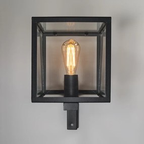 Industriële vierkante buitenwandlamp zwart IP23 - Rotterdam Modern E27 Buitenverlichting