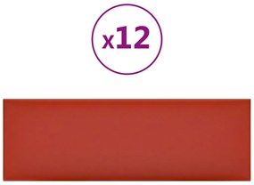 vidaXL Wandpanelen 12 st 3,24 m² 90x30 cm kunstleer rood