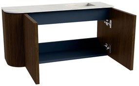 Mondiaz Joya DLux 80cm toiletmeubel ronding links walnut met wastafel faye rechts zonder kraangat opalo