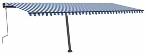 vidaXL Luifel handmatig uittrekbaar met LED 600x350 cm blauw en wit