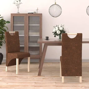 vidaXL Eetkamerstoelen 2 st kunstsuède bruin