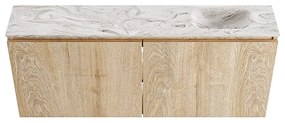 Mondiaz Ture DLux toiletmeubel 120cm washed oak met wastafel glace rechts met kraangat