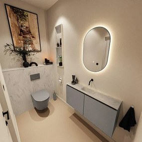 MONDIAZ TURE-DLUX Toiletmeubel - 100cm - Smoke - EDEN - wastafel Opalo - positie midden - Zonder kraangat TUREDX100SMOM0OPA