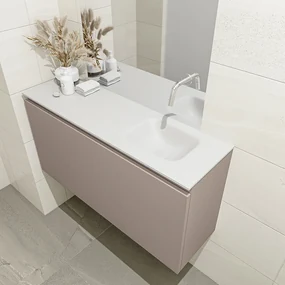 Mondiaz Olan 100cm toiletmeubel smoke met wastafel talc rechts geen kraangat