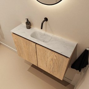 Mondiaz Ture DLux toiletmeubel 80cm washed oak met wastafel opalo midden zonder kraangat