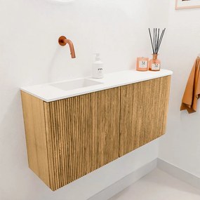 Mondiaz Joya 90cm toiletmeubel ronding rechts oak met wastafel faye links zonder kraangat talc