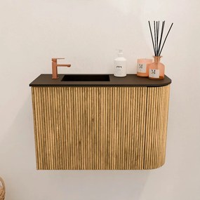 Mondiaz Joya 60cm toiletmeubel ronding rechts oak met wastafel faye links 1 kraangat urban