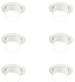 Set van 6 Moderne inbouwspot wit rond kantelbaar - Installa GU10 Binnenverlichting Lamp
