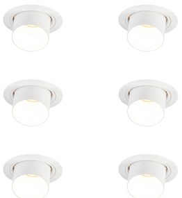 Set van 6 Moderne inbouwspot wit rond kantelbaar - Installa