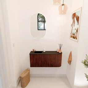 Mondiaz Joya 90cm toiletmeubel ronding rechts ruby met wastafel faye links 1 kraangat urban