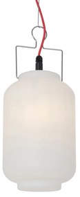 Buiten hanglamp wit 20 cm met rode stekker IP44 - Pion Modern E27 IP44 Buitenverlichting rond