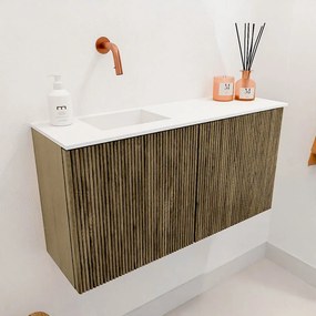 Mondiaz Joya 80cm toiletmeubel dusk met wastafel faye links zonder kraangat talc