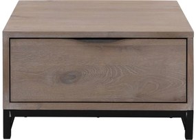 Goossens Hoektafel Max, hout eiken blank, urban industrieel, 65 x 37 x 65 cm