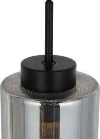 Art Deco hanglamp zwart met smoke glas - Laura
