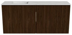 Mondiaz Joya DLux 90cm toiletmeubel walnut met wastafel faye links zonder kraangat opalo
