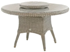 4 Seasons Outdoor Victoria dining tafel Ø 130 cm pure zonder Lazy Susan Tuintafel beige weerbestendig