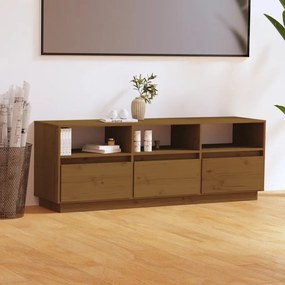 vidaXL Tv-meubel 140x37x50 cm massief grenenhout honingbruin