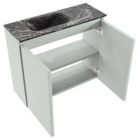 Mondiaz Ture DLux toiletmeubel 60cm greey met wastafel lava links met kraangat