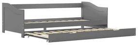 vidaXL Bedbankframe uittrekbaar grenenhout grijs 90x200 cm