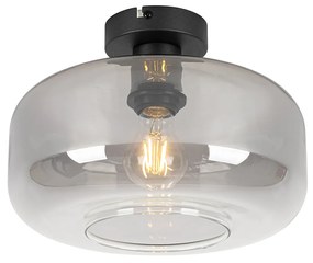 Art Deco plafondlamp zwart met smoke glas - Bizle Art Deco E27 rond Binnenverlichting Lamp