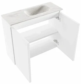 Mondiaz Ture DLux toiletmeubel 60cm talc met wastafel ostra rechts met kraangat