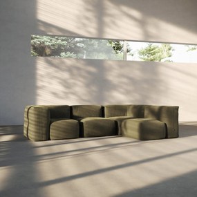 Soft Zitzak Indoor 4 Seater Hoekbank - Corduroy Olive