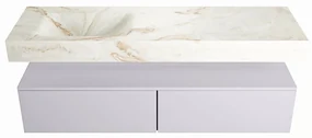 Mondiaz Alan DLux badmeubel 150cm cale 2 lades met wastafel frappe links 1 kraangat