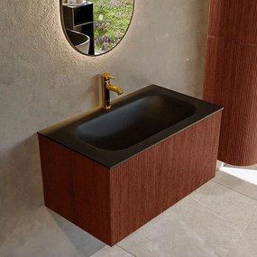 Mondiaz Kurve 80cm badmeubel ruby met 1 lade en wastafel big small midden 1 kraangat urban