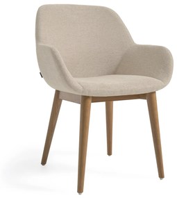 Kave Home Konna Wood Beige Eetkamerstoel Met Houten Poten