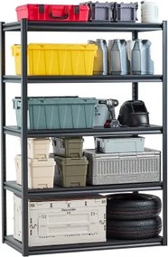 VEVOR Garage-stellingkast, 1361 kg, boutloze stelling, kelderstelling, verstelbare metalen opbergkast, 5 niveaus, 609,6 x 1219,2 x 1828,8 mm, opbergkast, voor keuken, werkplaats, kelder, magazijn, zwart