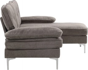 Jörn Reims Sofa - Bank met Chaise Longue - 3-Zitsbank - Grijs Stof - Jorn