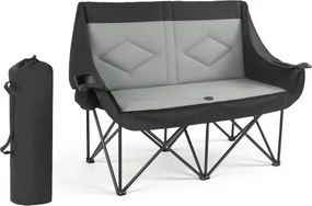 VEVOR Campingstoel voor 2 personen, opklapbare stoel, draagvermogen 300 kg, visstoel met 2 bekerhouders, wijnglashouders, tijdschriftenhouders en draagtassen, voor buitenactiviteiten, vissen, 1 stuk.